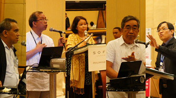 From left: MIRDC’s Engr. Agustin Fudolig, PCIEERD’s Engr. Raul Sabularse, DOST Assistant Secretary for Technology Transfer Ma. Lourdes P. Orijola, PES’ Bernie Justimbaste, and the Philippine Council for Agriculture, Aquatic and Natural Resources Research and Development’s Dr. Albert P. Aquino who moderated the discussions.