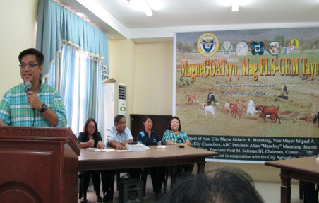 City Councilor Dr. Noel L. Soliman III encourages his fellow livestock farmers to venture into goat enterprise management thru the FLS-GEM training modality.