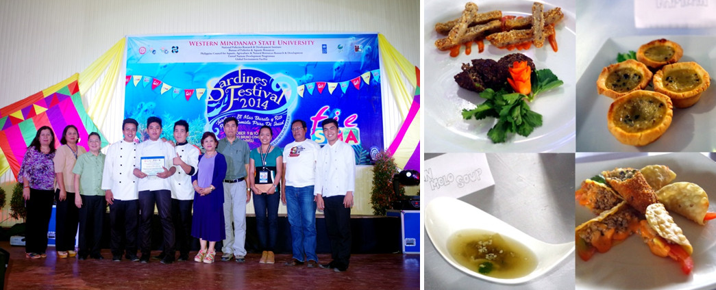 The Zamboanga State College of Marine Science and Technology whipped out winning dishes made of tamban or sardines. Photo from upper left to right: Tamban chorizo and fish cake, tamban tart, tamban molo soup, and tacos.